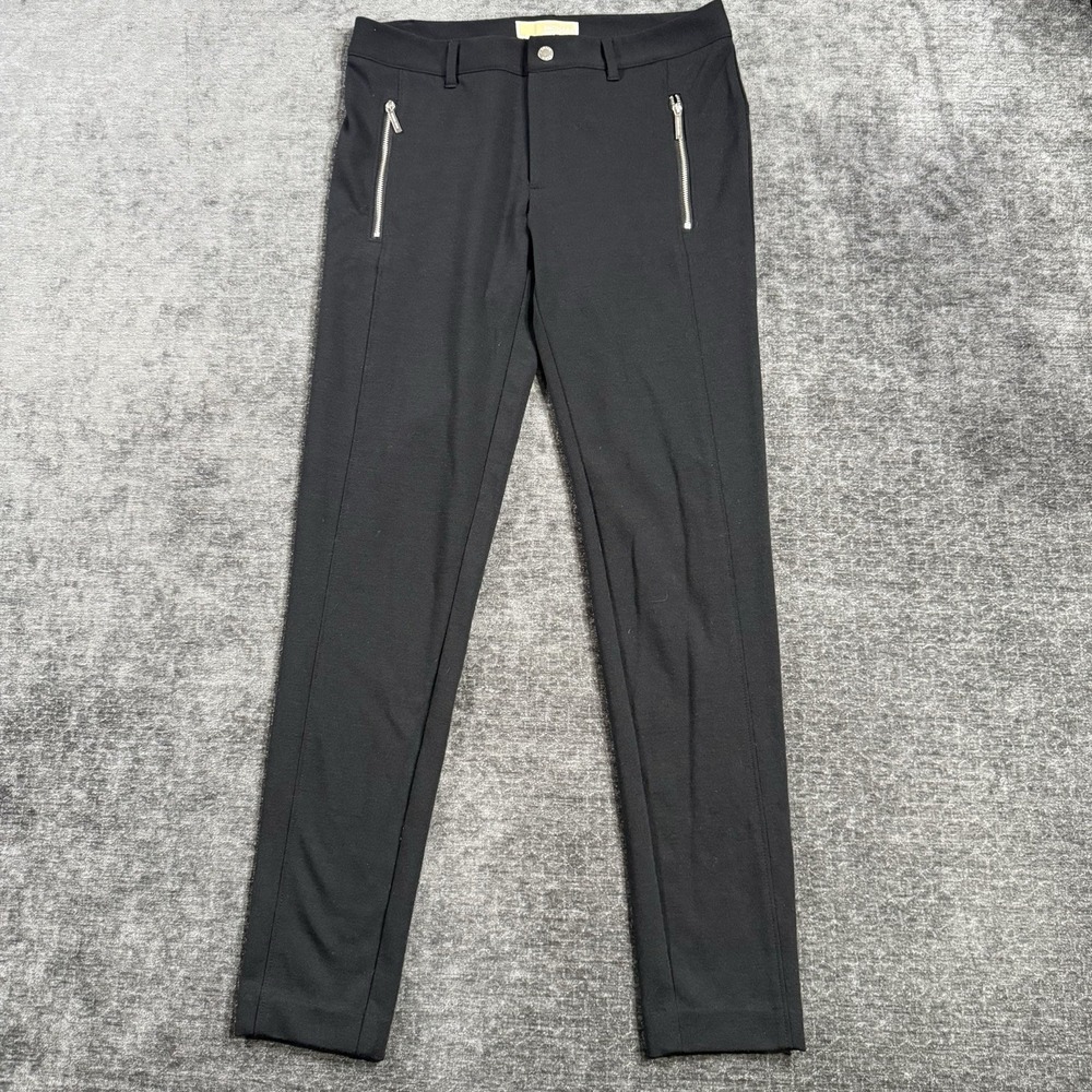Michael Kors Women's Black Ponte Pants Zipper Pockets Size 8 Stretch